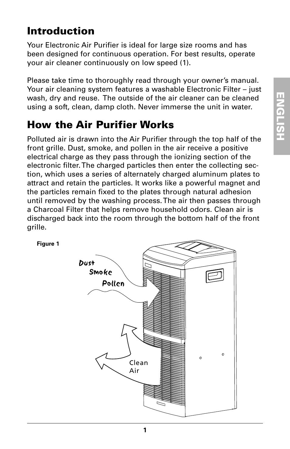 English introduction, How the air purifier works | Trion High Efficiency Console Electronic Air Purifier User Manual | Page 3 / 32