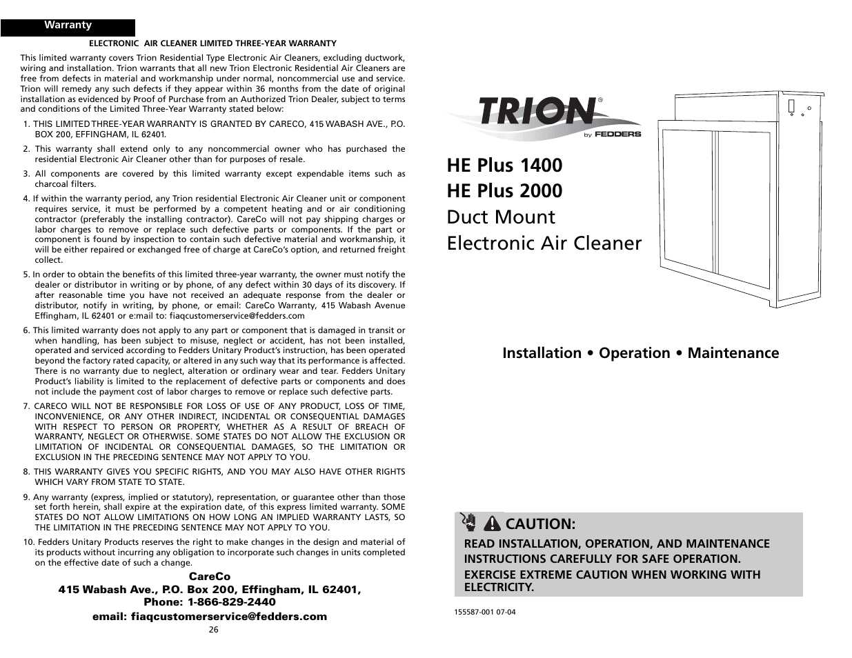 Trion HE Plus 2000 User Manual | 14 pages