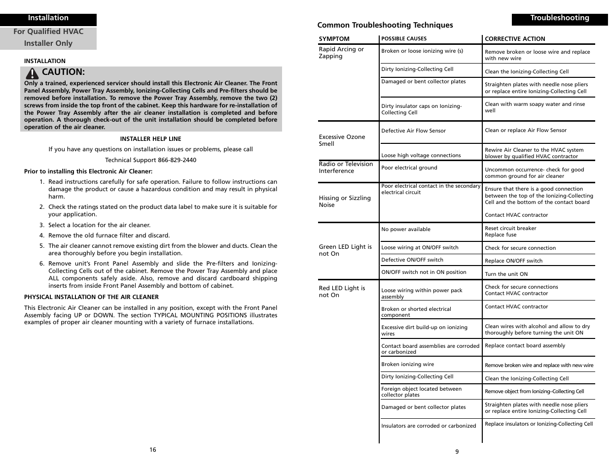 Caution | Trion HE Plus 2000 User Manual | Page 11 / 14