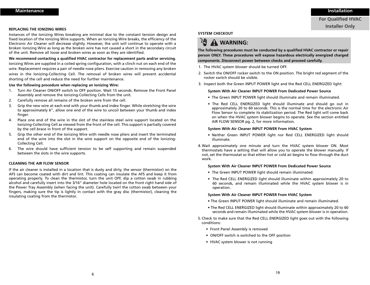 Warning | Trion HE Plus 2000 User Manual | Page 8 / 14