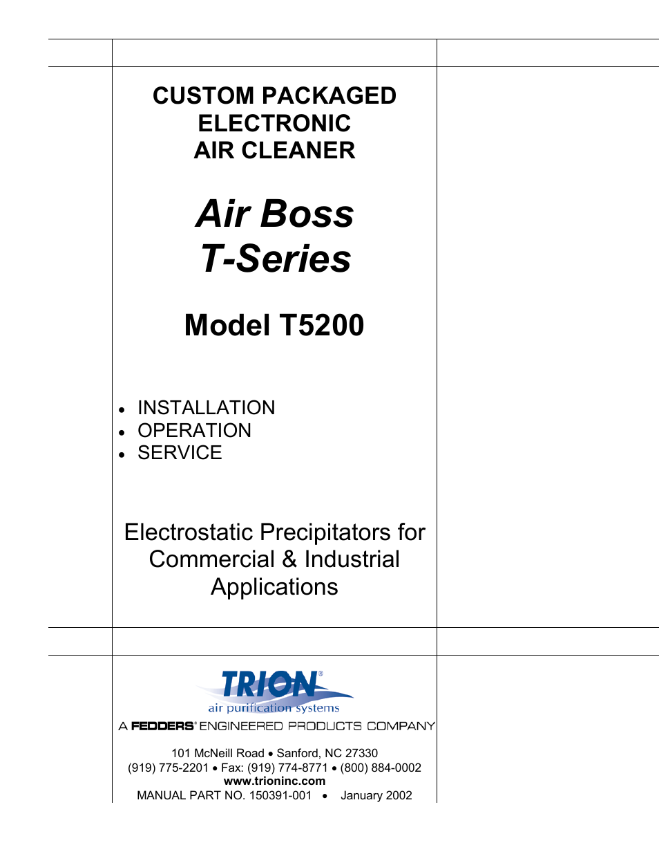 Trion T5200 User Manual | 15 pages