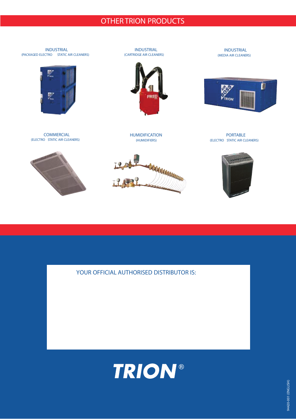 Other trion products, Your official authorised distributor is | Trion CM Series User Manual | Page 6 / 6