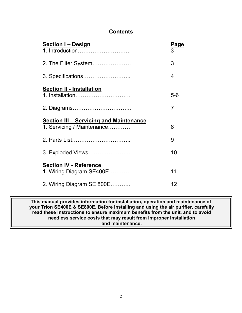 Trion ELIMINATOR SE400E User Manual | Page 2 / 12