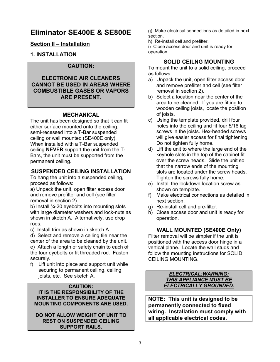 Trion ELIMINATOR SE400E User Manual | Page 5 / 12