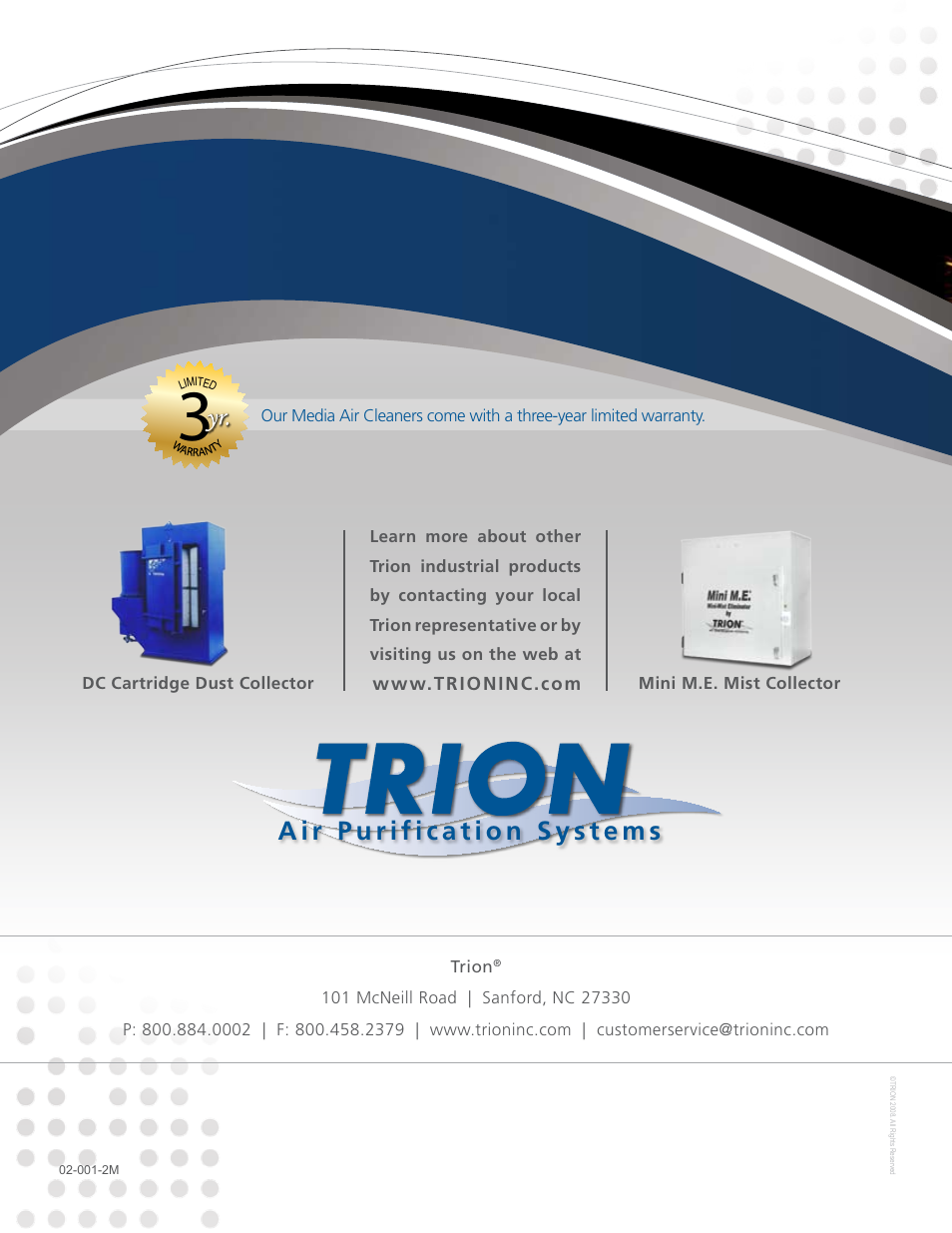 Trion Air Boss M-Series User Manual | Page 8 / 8