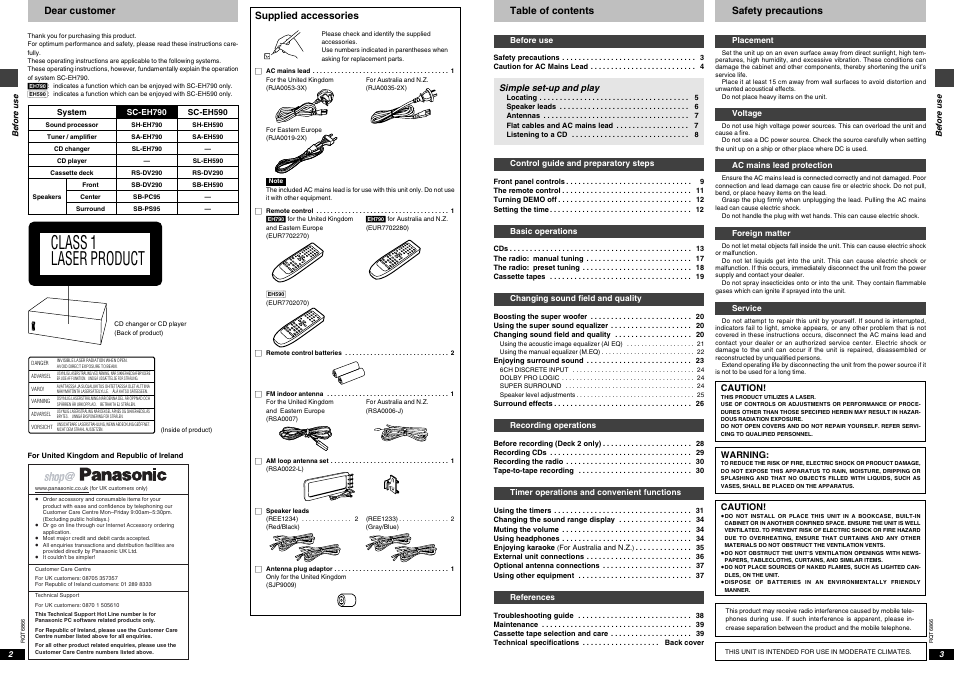 Technics SC-EH790 User Manual | Page 2 / 21