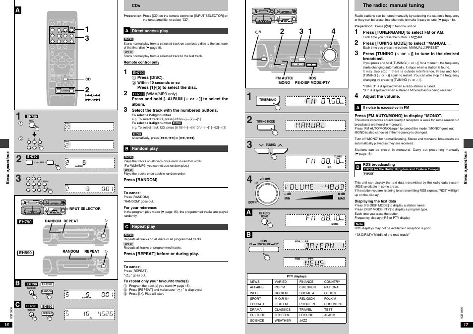 Bc a, The radio: manual tuning | Technics SC-EH790 User Manual | Page 9 / 21