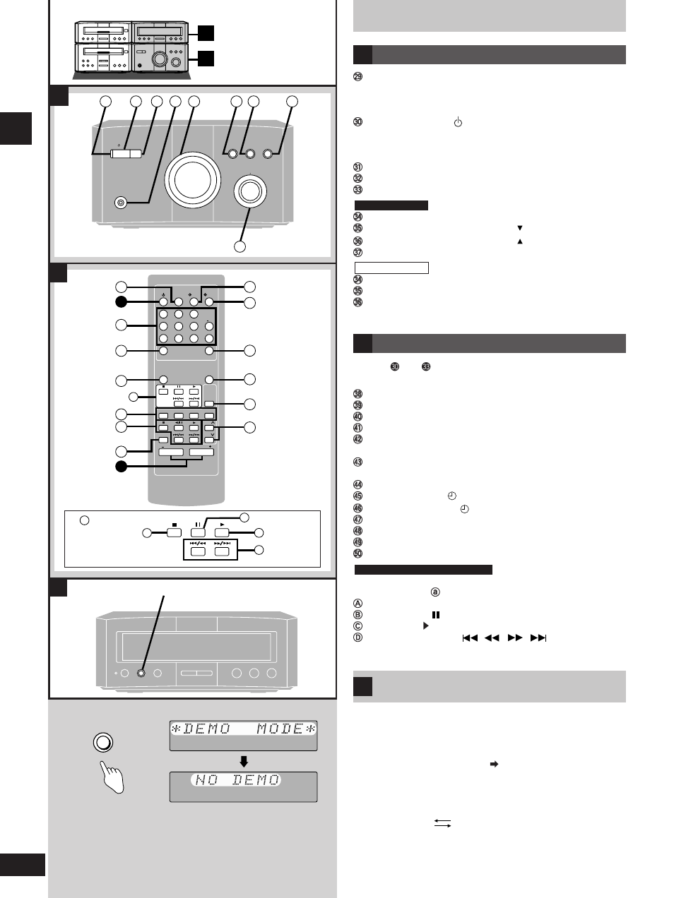 Turning the demo function off, Remote control, Amplifier | Before use front panel controls | Technics SC-HD310 User Manual | Page 10 / 28