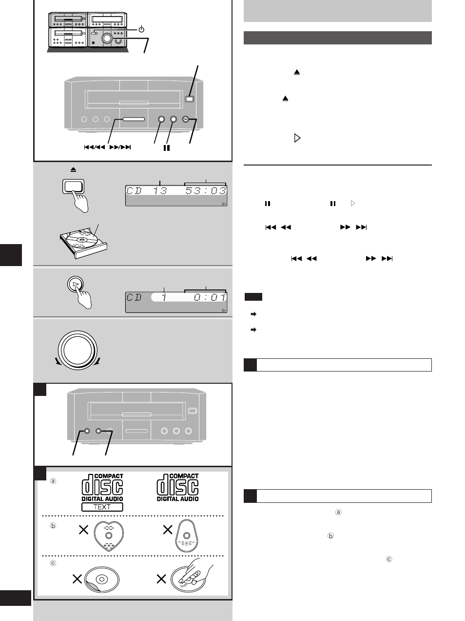 Normal play, Press [ open/close] to open the tray, Press [ u u ] to start play | Adjust the volume, Press [cd text | Technics SC-HD310 User Manual | Page 16 / 28