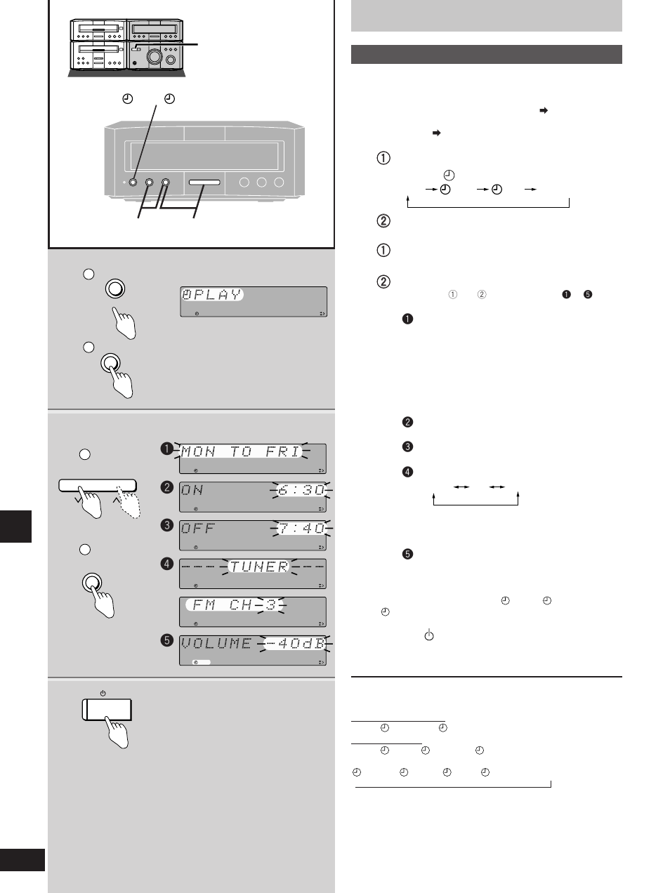 Using the timers, Press [ /i] to turn the unit off, The play timer | Qw e r t | Technics SC-HD310 User Manual | Page 22 / 28