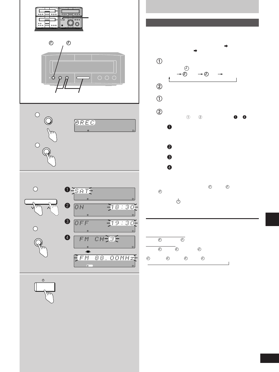 Press [ /i] to turn the unit off, The record timer, Qw e r | Technics SC-HD310 User Manual | Page 23 / 28