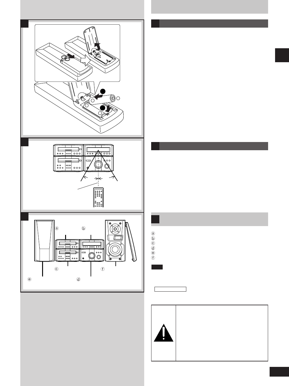 Ab c, The remote control, Installation | Batteries | Technics SC-HD310 User Manual | Page 5 / 28
