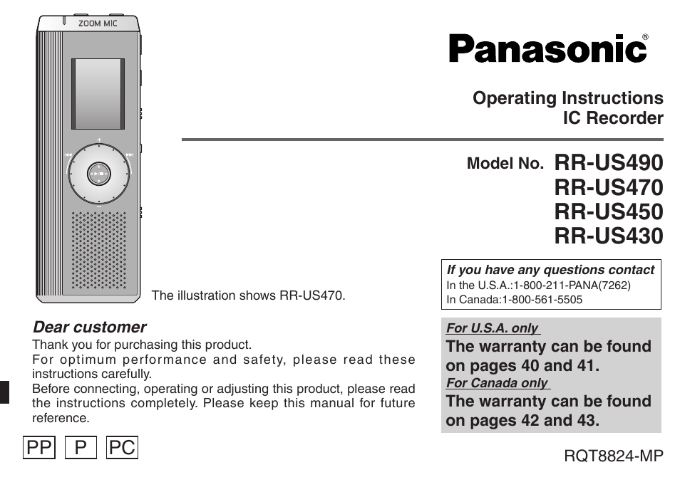Technics RR-US470 User Manual | 44 pages
