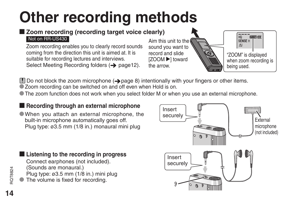 Other recording methods | Technics RR-US470 User Manual | Page 14 / 44