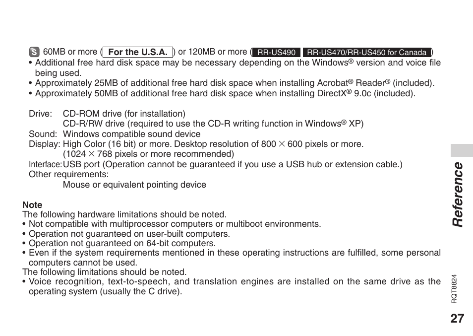 Ref erence | Technics RR-US470 User Manual | Page 27 / 44