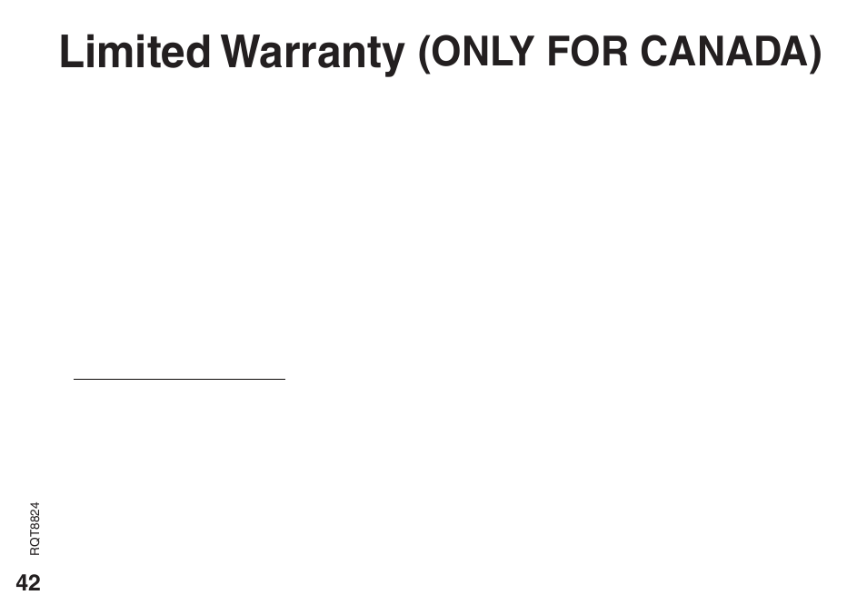 Limited warranty (only for canada), Limited warranty, Only for canada) | Technics RR-US470 User Manual | Page 42 / 44