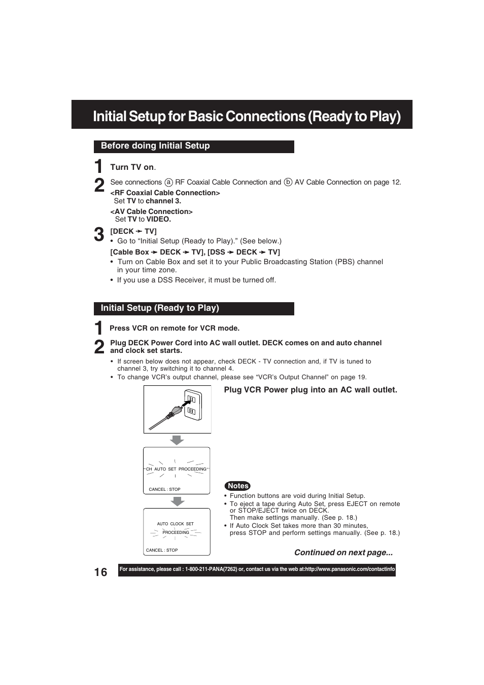Initial setup | Technics PV-D4754S User Manual | Page 16 / 79