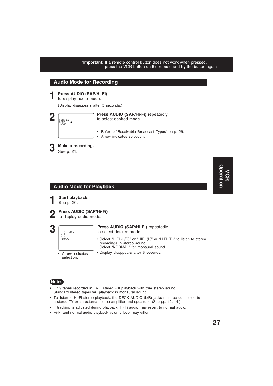 Recording, Playback | Technics PV-D4754S User Manual | Page 27 / 79