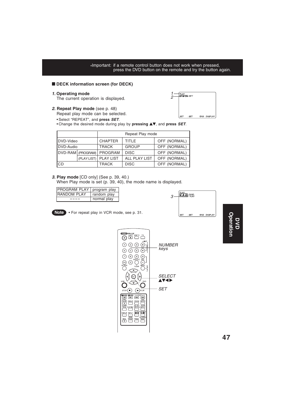 Dvd operation | Technics PV-D4754S User Manual | Page 47 / 79