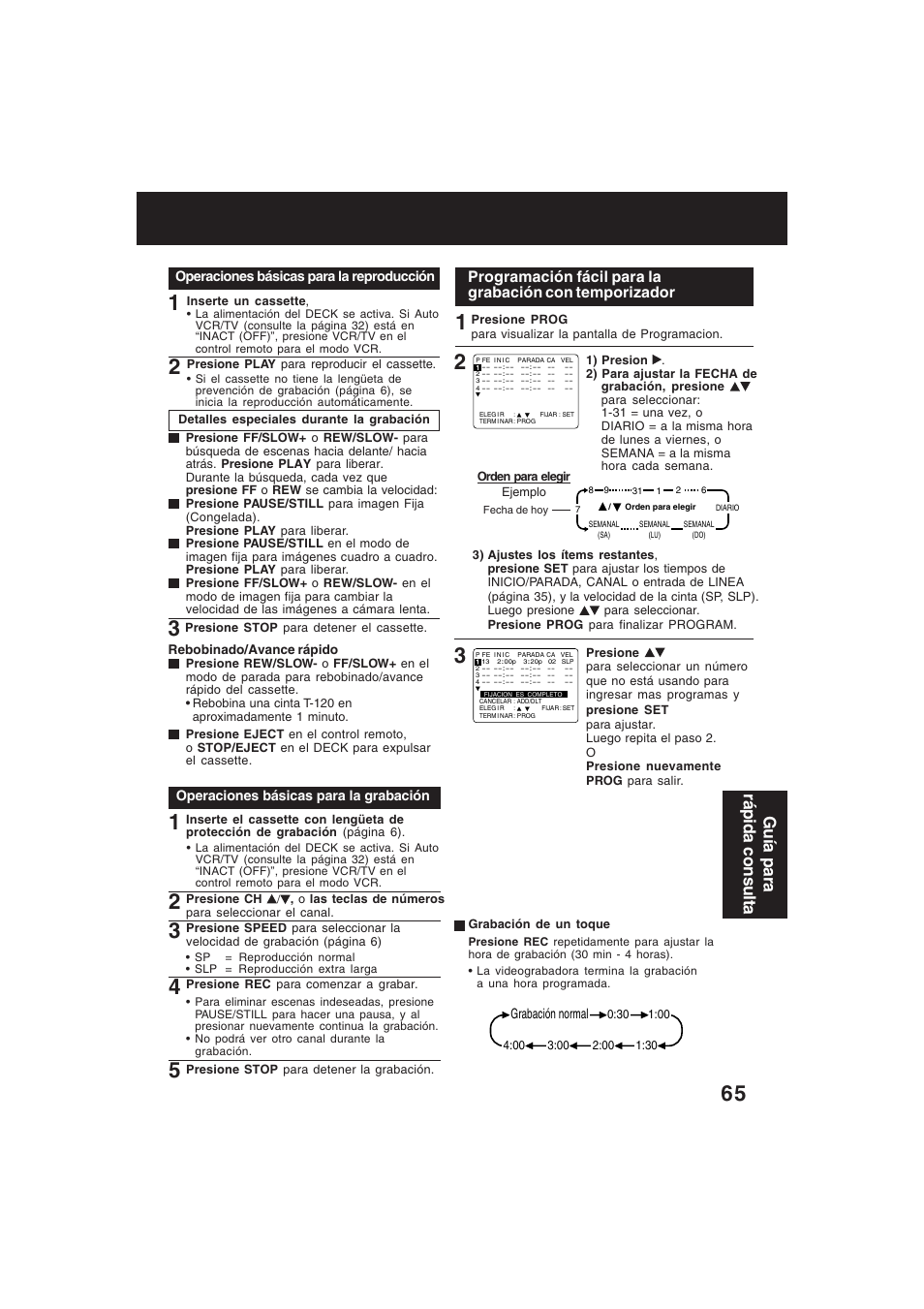 Guía para rápida consulta | Technics PV-D4754S User Manual | Page 65 / 79