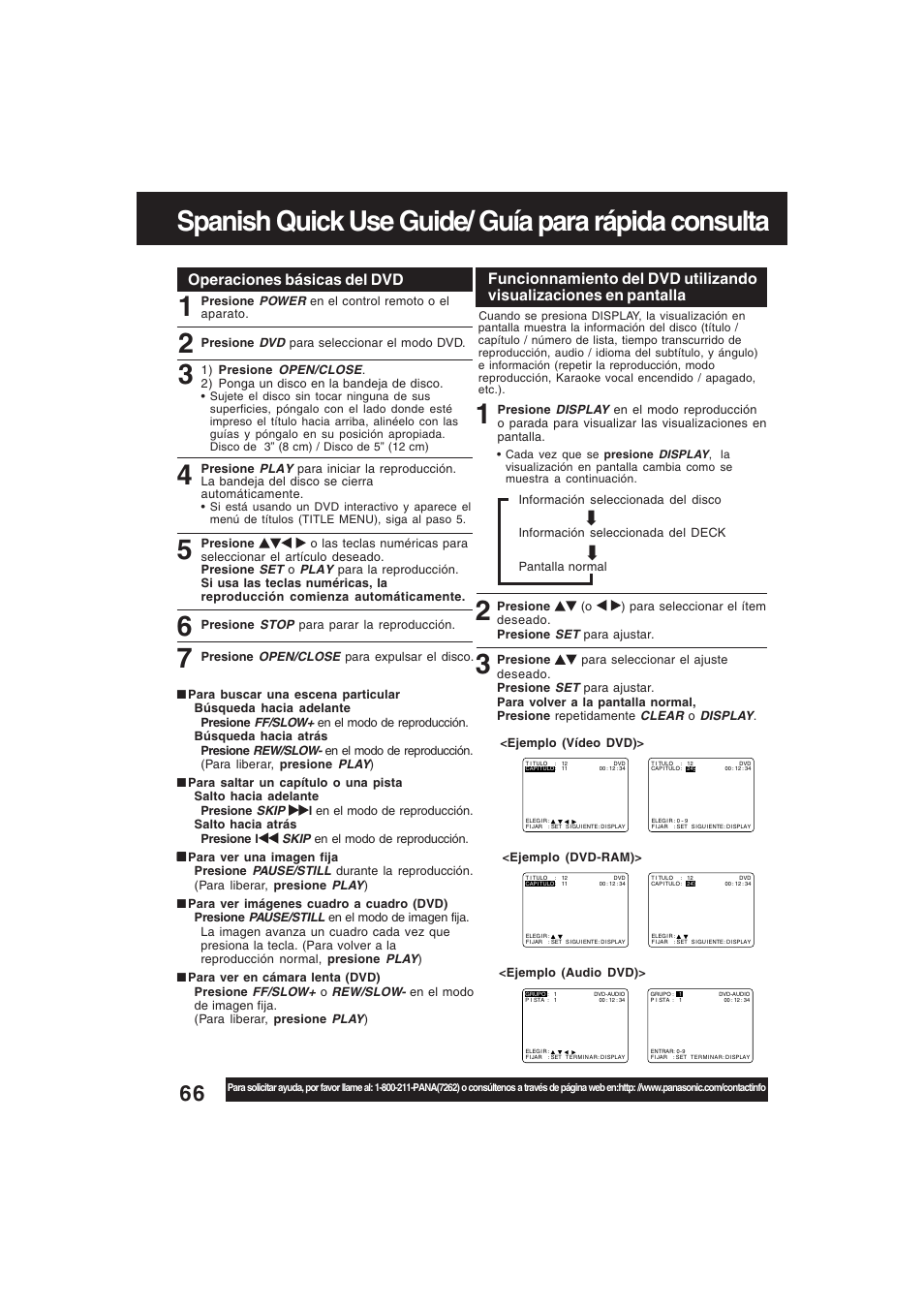 Operaciones básicas del dvd | Technics PV-D4754S User Manual | Page 66 / 79