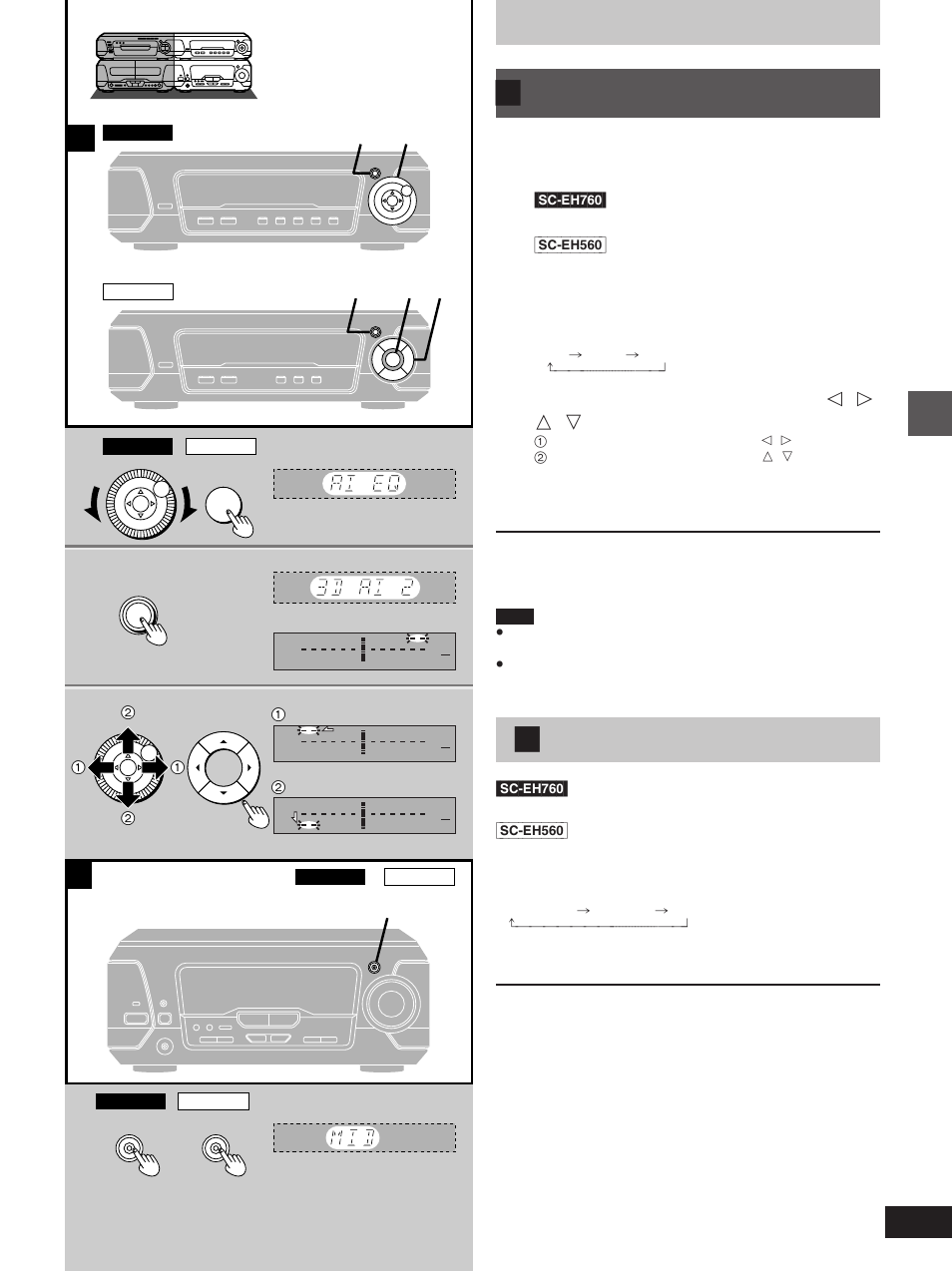 Boosting the super woofer, Using the acoustic image equalizer (3d ai eq), Turn [multi jog] to select “ai-eq | Press [eq] to select “ai-eq, Change the sound quality with, Press [digital s.woofer, Press [s.woofer | Technics SC-EH560 User Manual | Page 21 / 44
