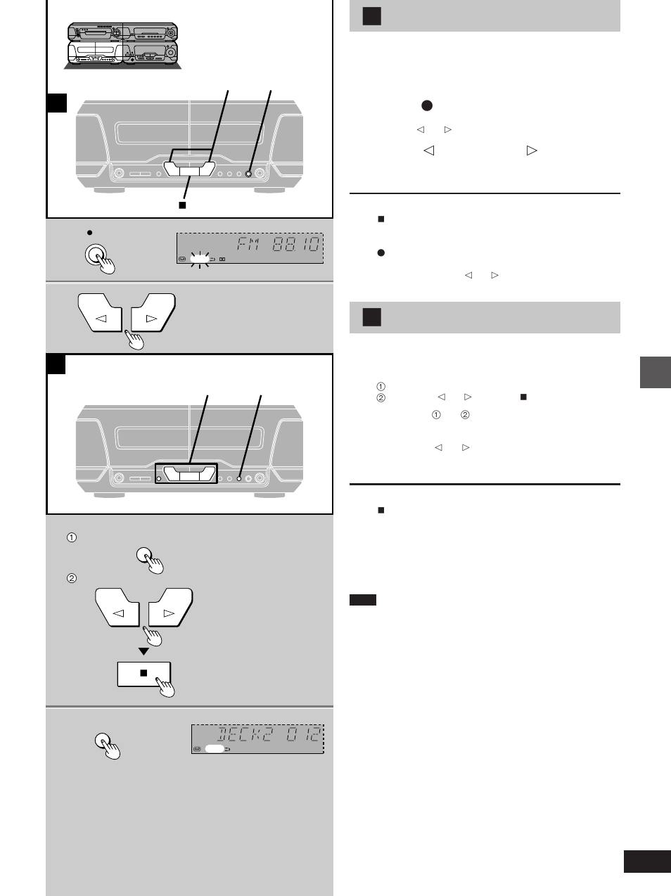 Recording the radio, Tape-to-tape recording, Tune to the required station | Press [ ´ rec pause, Press, Set the tape direction on both decks, Press [tape edit] to start recording | Technics SC-EH560 User Manual | Page 33 / 44