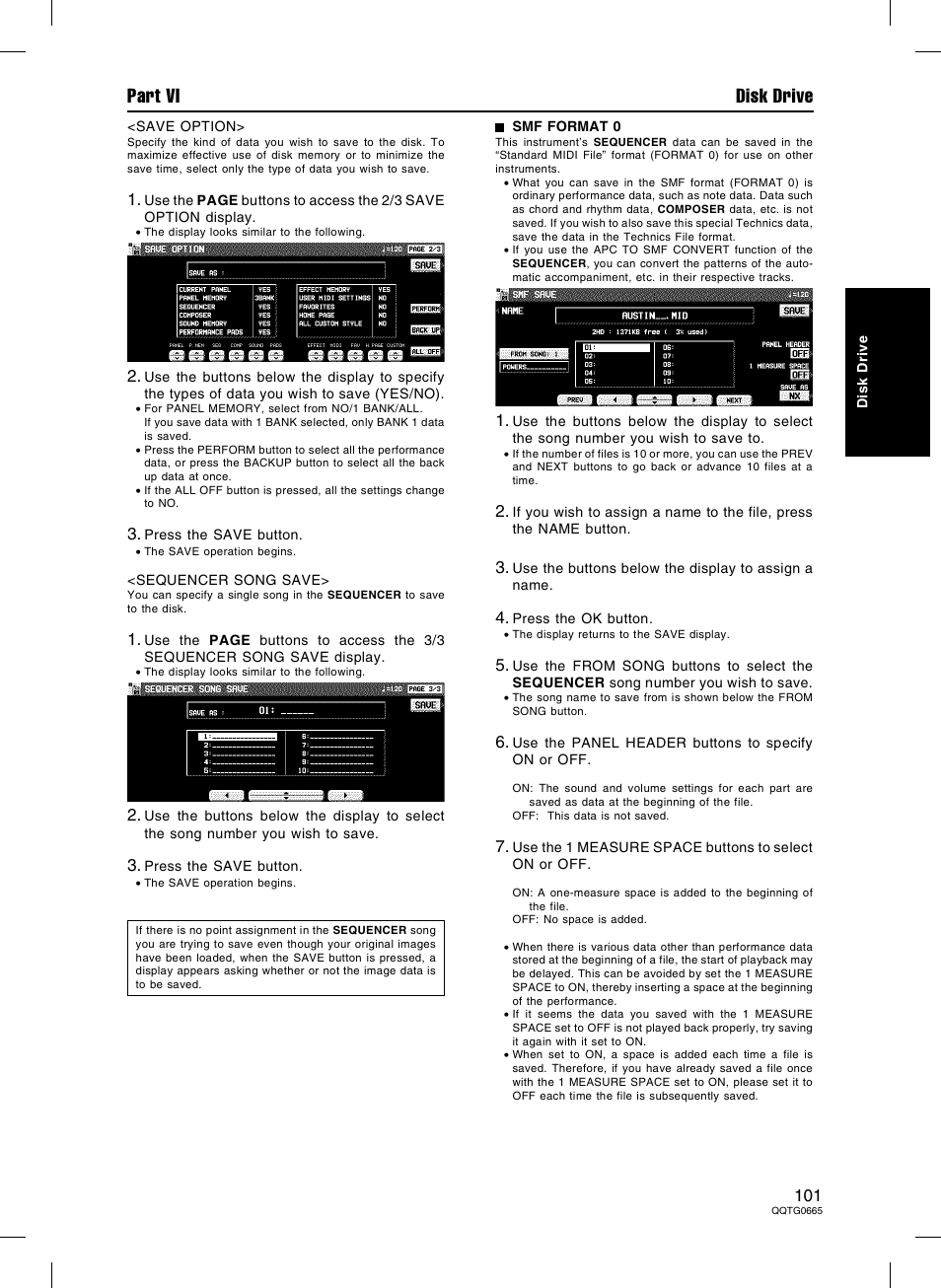 Part vi disk drive | Technics sx-PR604/M User Manual | Page 101 / 148