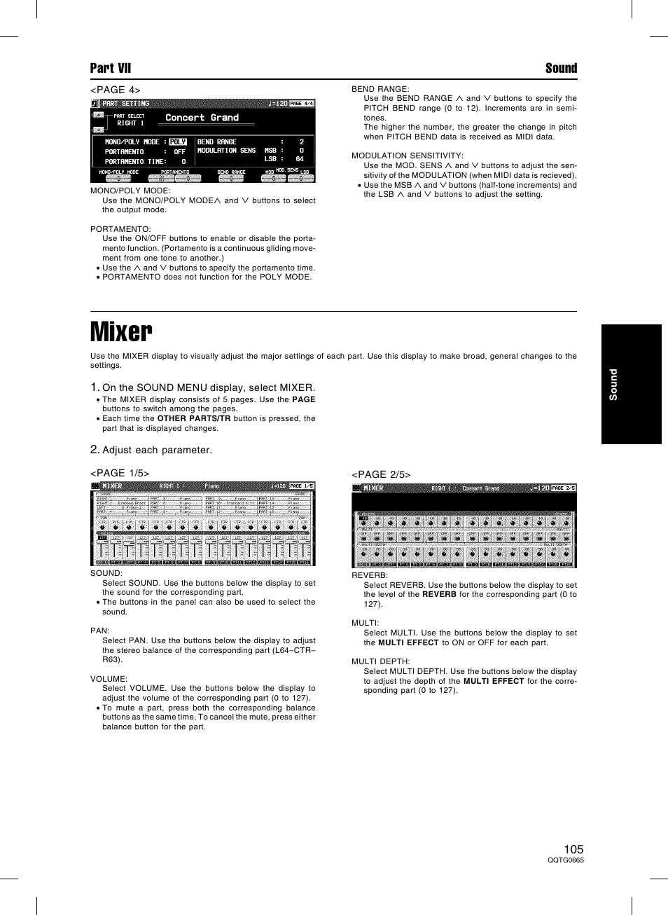 Mixer, Part vii sound | Technics sx-PR604/M User Manual | Page 105 / 148