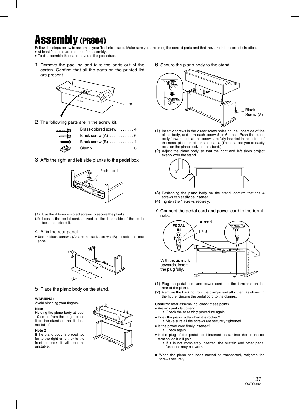 Assembly (pr604), Assembly, Pr604) | Technics sx-PR604/M User Manual | Page 137 / 148