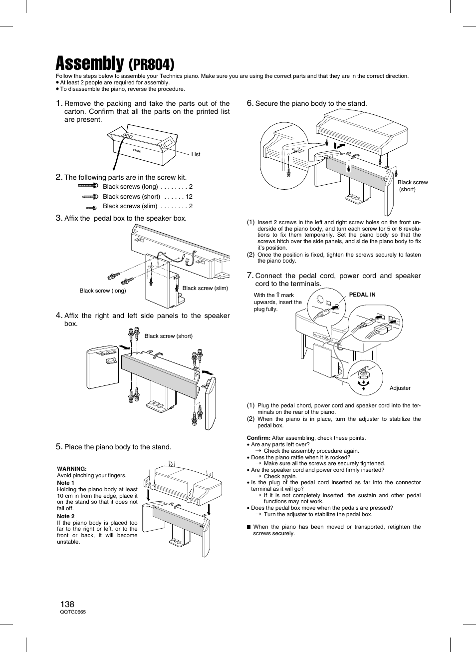 Assembly (pr804), Assembly, Pr804) | Technics sx-PR604/M User Manual | Page 138 / 148