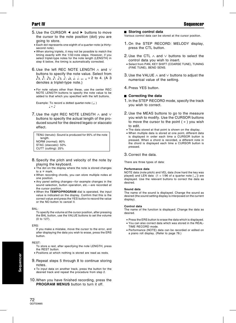 Part iv sequencer | Technics sx-PR604/M User Manual | Page 72 / 148
