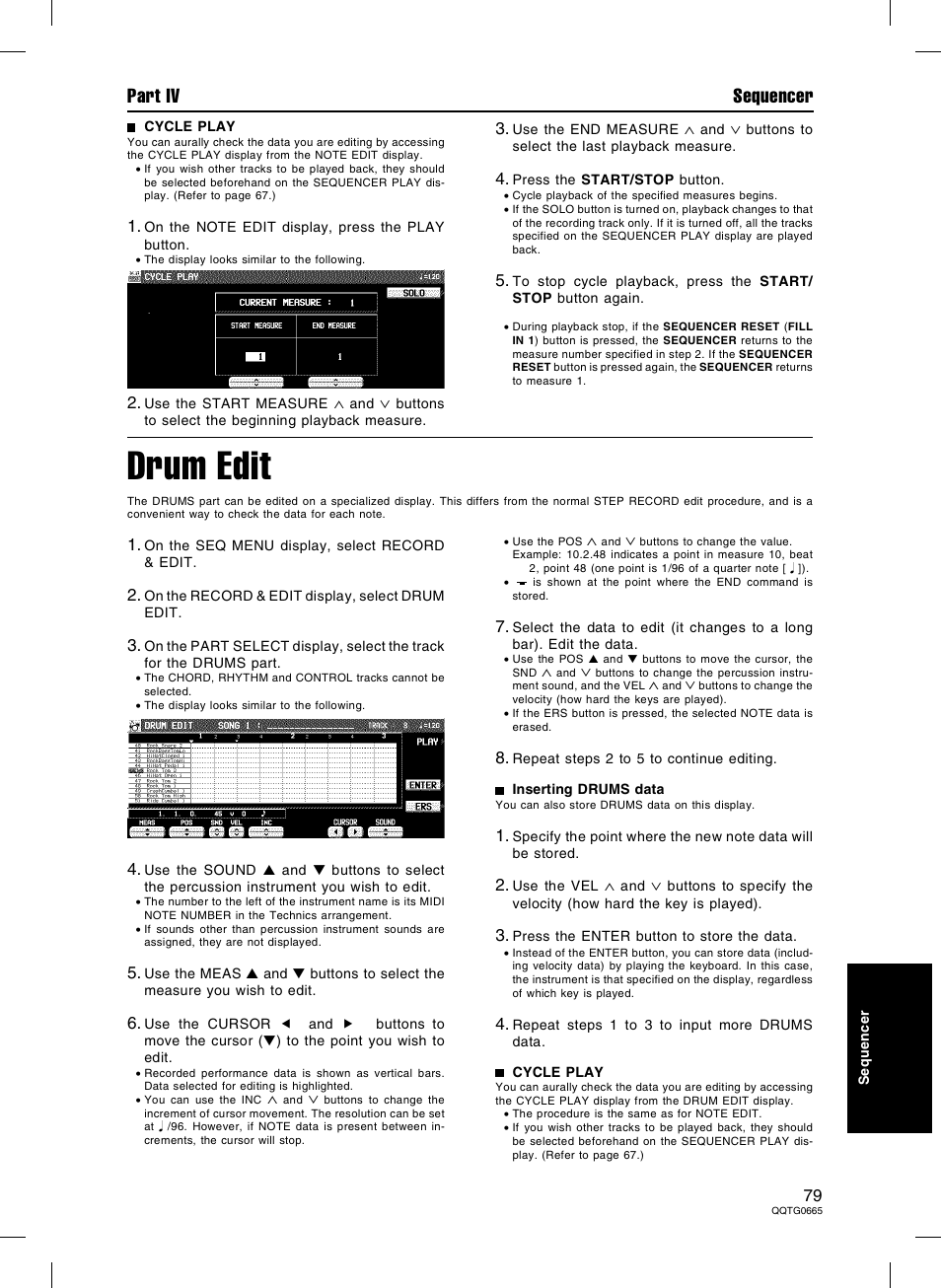 Drum edit, Part iv sequencer | Technics sx-PR604/M User Manual | Page 79 / 148