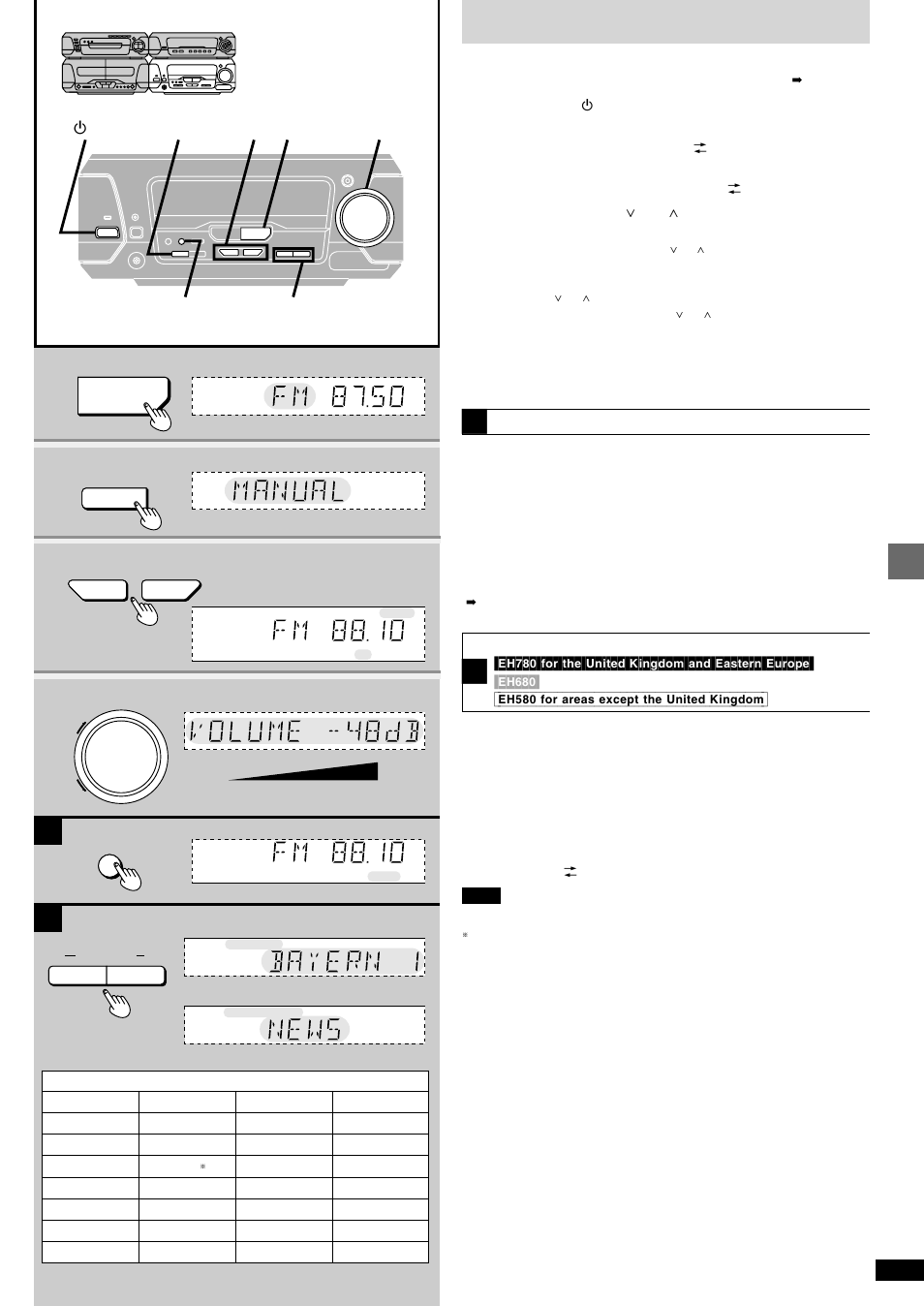 The radio, Manual tuning, The radio: manual tuning | Technics SC-EH680 User Manual | Page 17 / 40