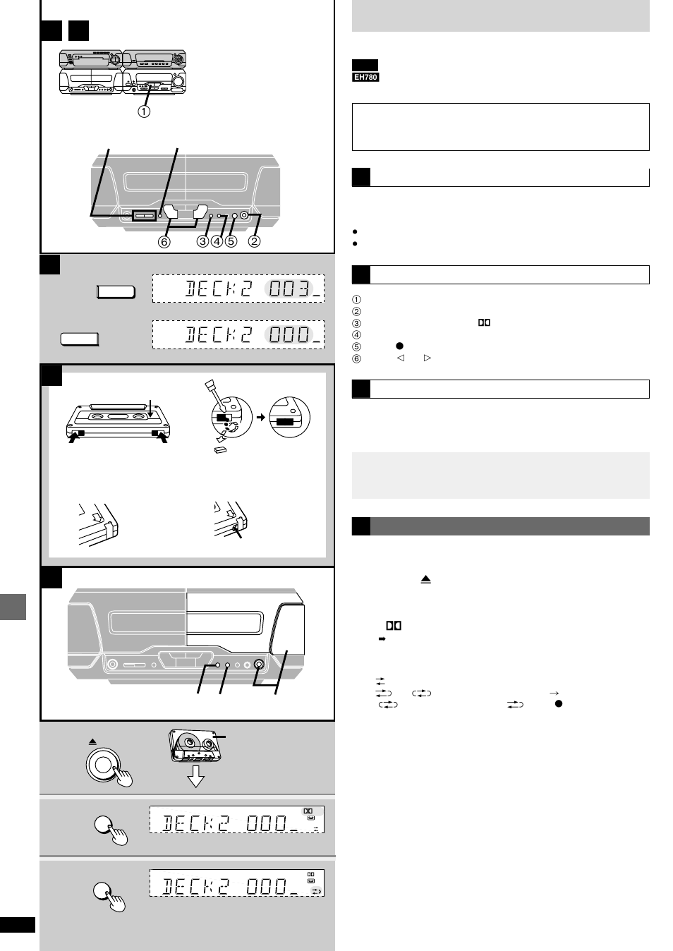 Recording, Ca a b, Before recording (deck 2 only) | Technics SC-EH680 User Manual | Page 28 / 40
