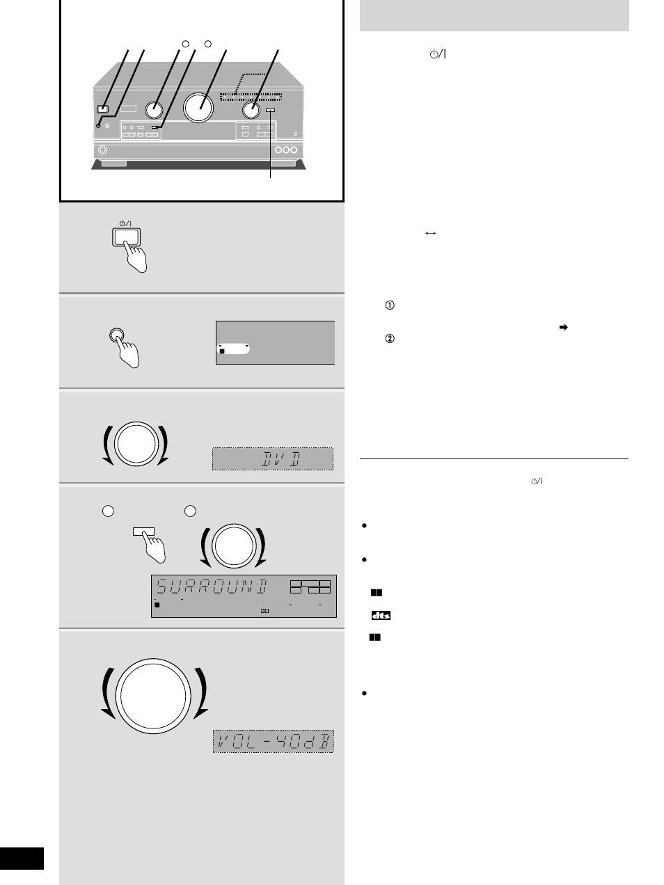 Enjoying the sounds, Press [ 8, Press [speakers a | Turn [input selector] to select the input source, Select the dsp sound mode, Start playing the source, Adjust the volume | Technics SA-DX1050 User Manual | Page 18 / 32