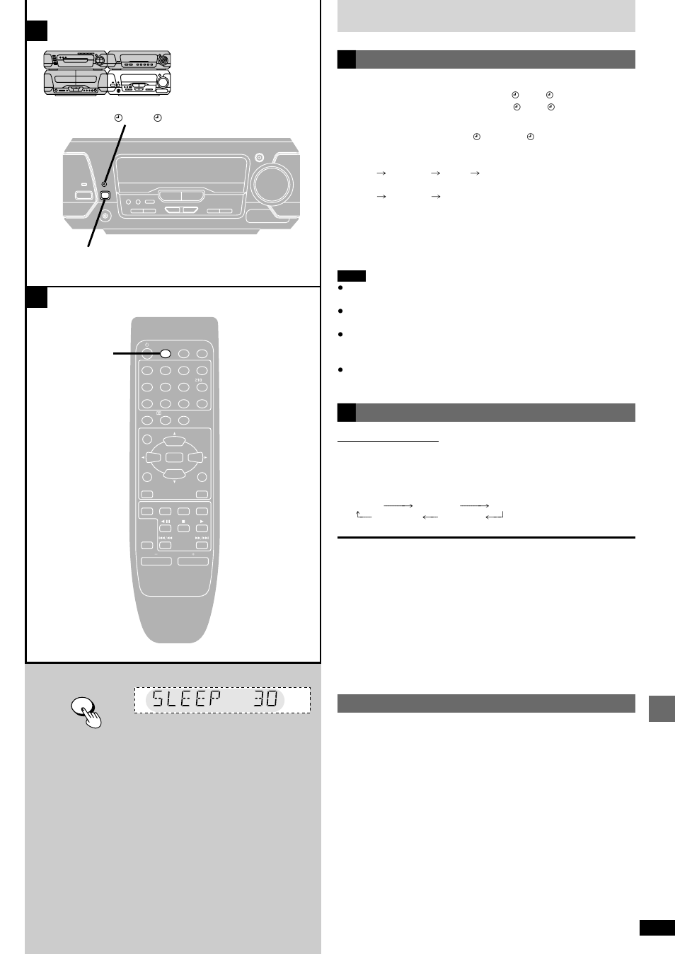 Timer operations and convenient functions, Using the timers, The play and record timers | The sleep timer, Press [sleep] to select the time (minutes), Using the timers together | Technics SC-EH680  EN User Manual | Page 33 / 40