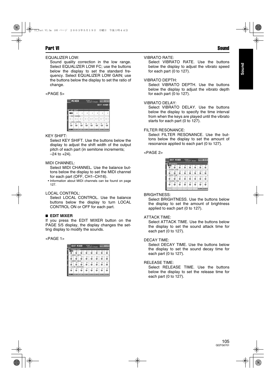 Part vi sound | Technics SX-PR54/M User Manual | Page 105 / 144