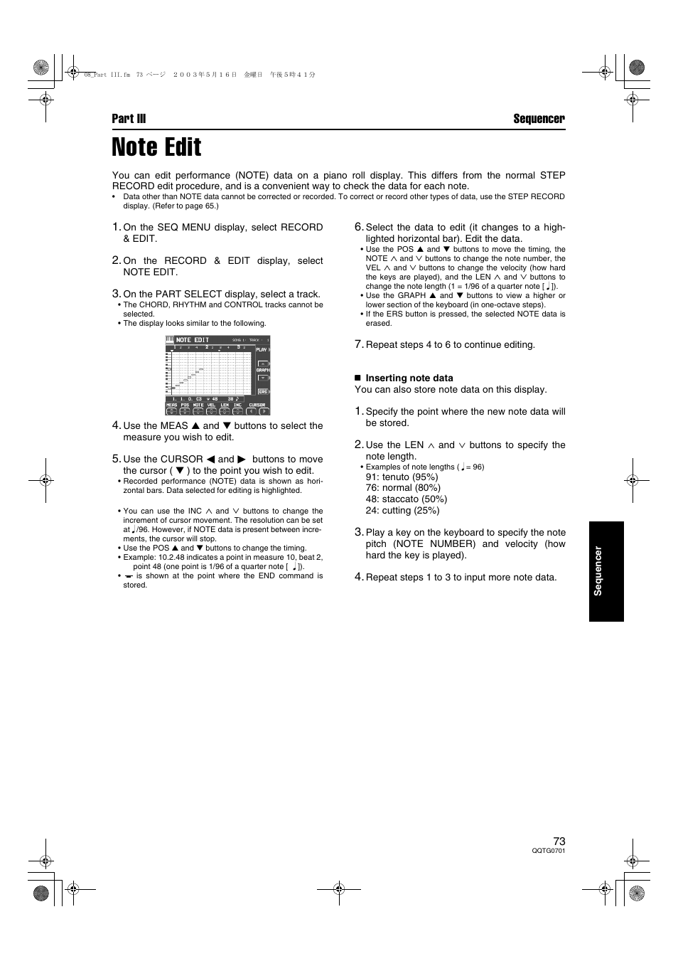 Part iii sequencer | Technics SX-PR54/M User Manual | Page 73 / 144