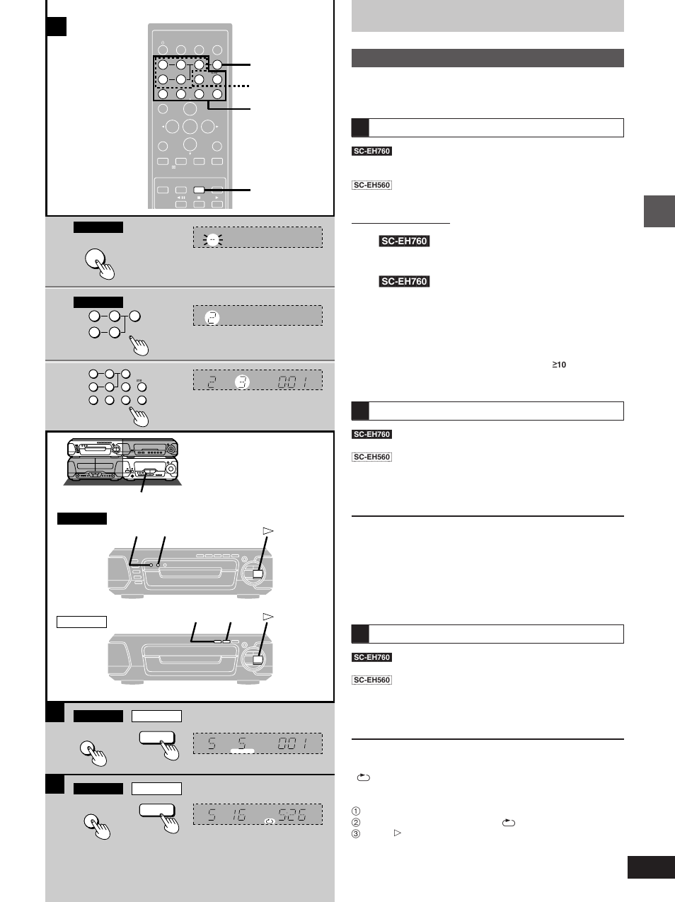 Other modes of play, Press [disc, Press [1]–[5] to select the disc | Select the track with the numbered buttons, Press [random, Press [repeat] before or during play, Basic operations, Sc-eh760 | Technics SC-EH760 User Manual | Page 15 / 44