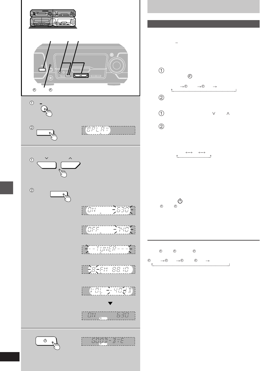 Timer operations, Using the timers, The play timer | 1press [clock/timer, –demo] to select “ f play, 2press [set] within 3 seconds, Press [ ê /i] to turn the unit off | Technics SC-EH760 User Manual | Page 34 / 44