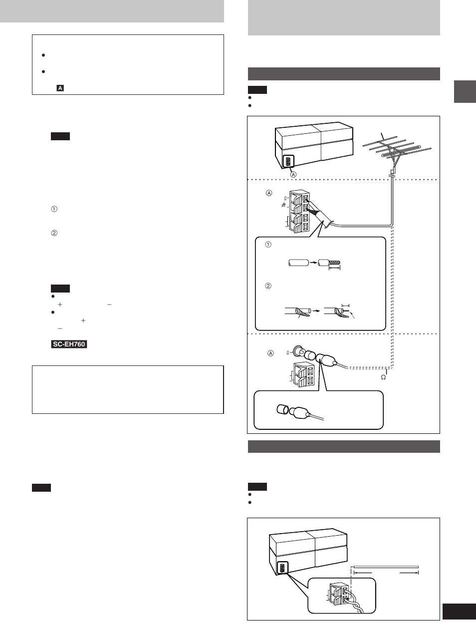 Optional antenna connections, Flat cables, Fm antenna | Am loop antenna, Front (l/r) speaker cables, Surround and center speaker cables, Ac mains lead, Fm outdoor antenna, Am outdoor antenna | Technics SC-EH760 User Manual | Page 7 / 44