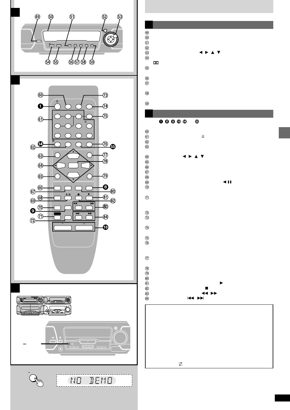 Ab c, 1 l ¥ g ¤ ¡ [c] turning demo off, Sound processor | Remote control | Technics SC-DV290 User Manual | Page 11 / 52
