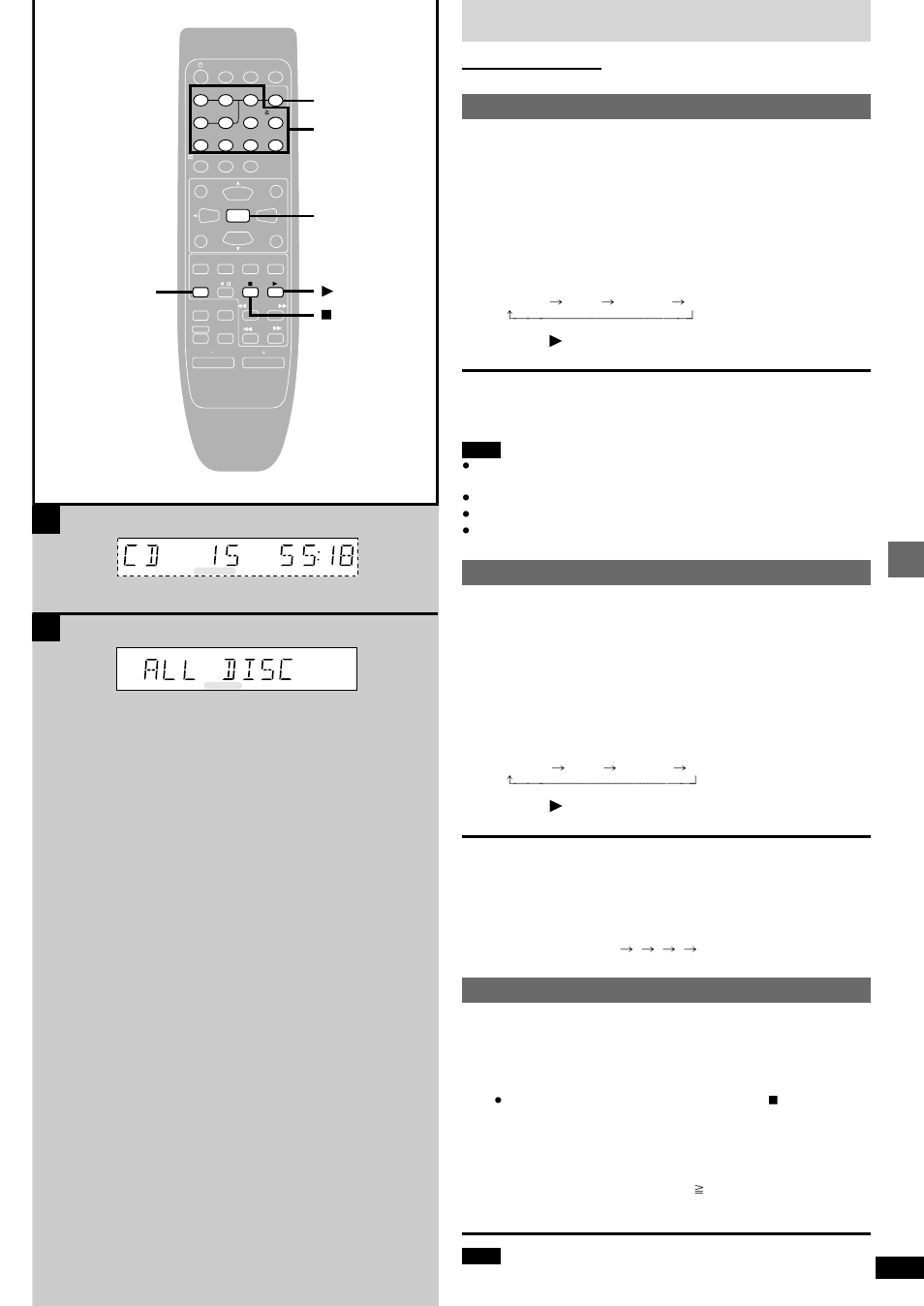 Basic operations discs, Random play, Press [  ] (play) | All disc play, Starting play from a selected item, Press the numbered buttons to select the item | Technics SC-DV290 User Manual | Page 21 / 52