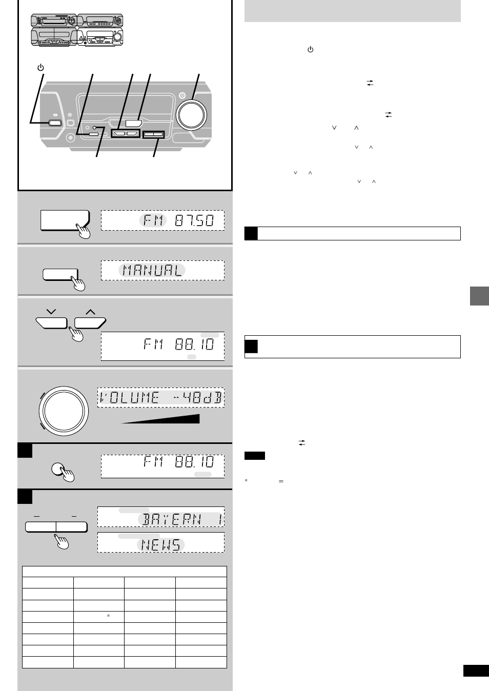 The radio: manual tuning | Technics SC-DV290 User Manual | Page 27 / 52