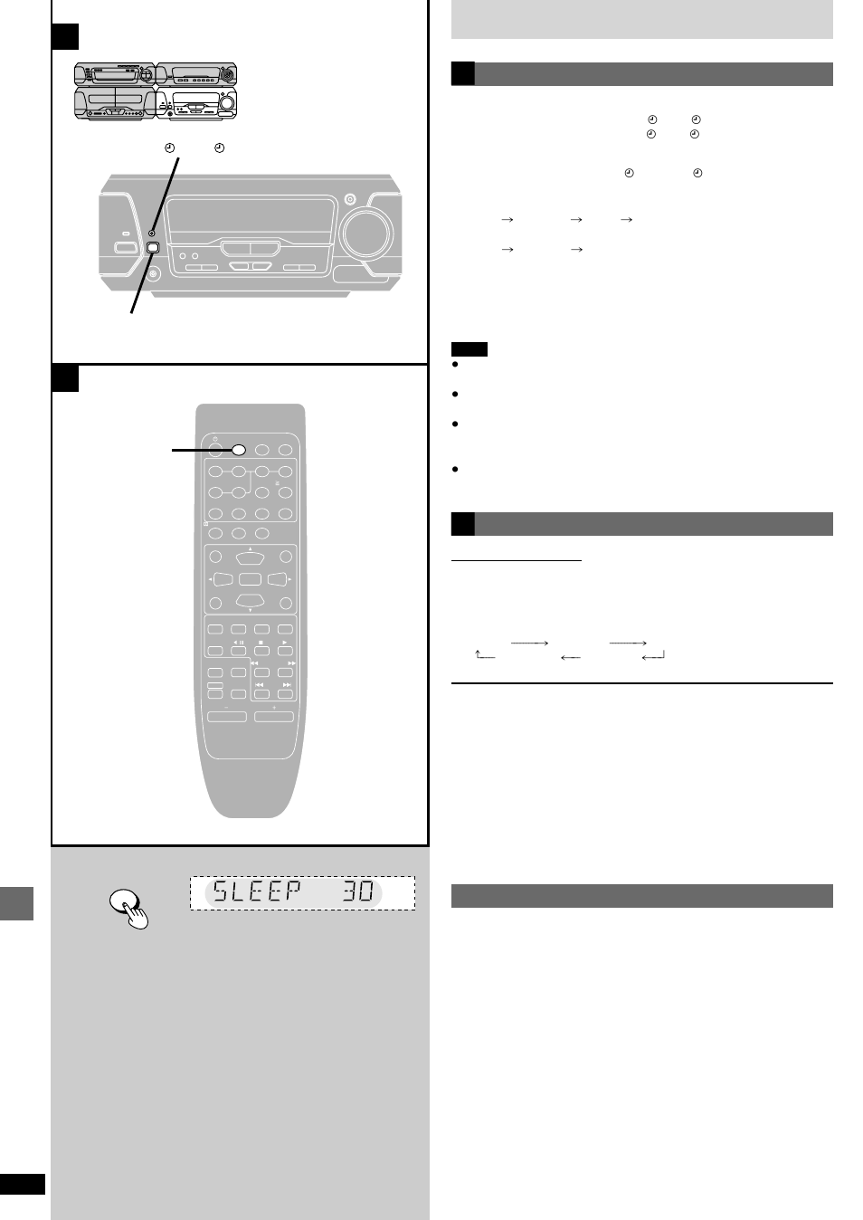 The play and record timers, The sleep timer, Press [sleep] to select the time (minutes) | Using the timers together, Turning the timers on and off, Checking the timers, Playing the unit after the timers are set, Remote control only, While playing a source, Play/ . rec clock/ timer | Technics SC-DV290 User Manual | Page 40 / 52