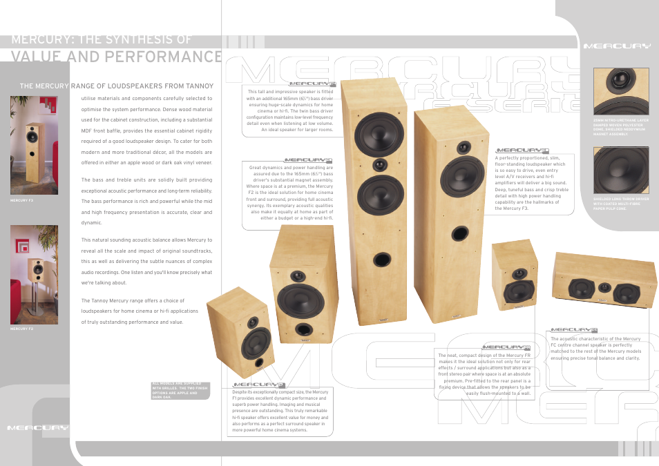 Value and performance, Mercury: the synthesis of | Tannoy F4 User Manual | Page 2 / 2