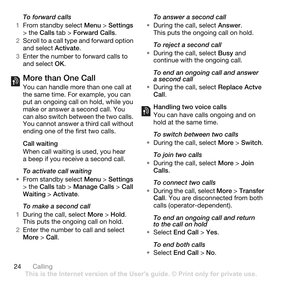 More than one call | Tannoy Z555A User Manual | Page 26 / 78