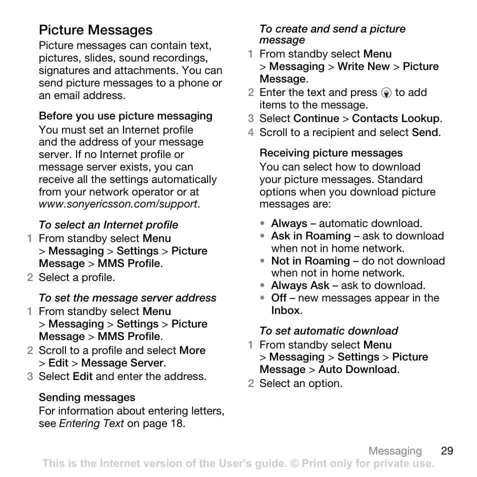 Picture messages | Tannoy Z555A User Manual | Page 31 / 78