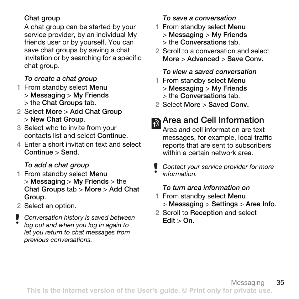 Area and cell information | Tannoy Z555A User Manual | Page 37 / 78